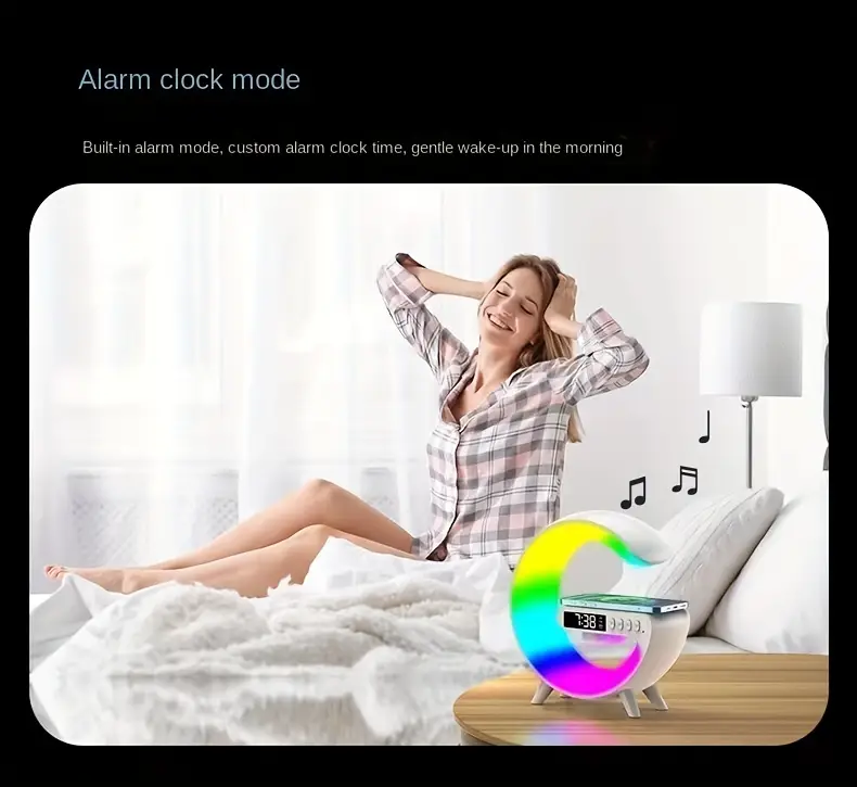 small g speaker desk lamp colorful led light with sound function and wireless charging function tf card playback aux interface listen to songs details 8