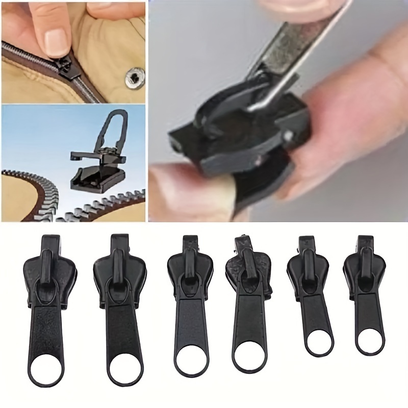 Black Zipper Pull 6pcs Heavy Zip Fixer Zipper Puller Set Detachable Zip  Slider Repair Kit Multifunctional