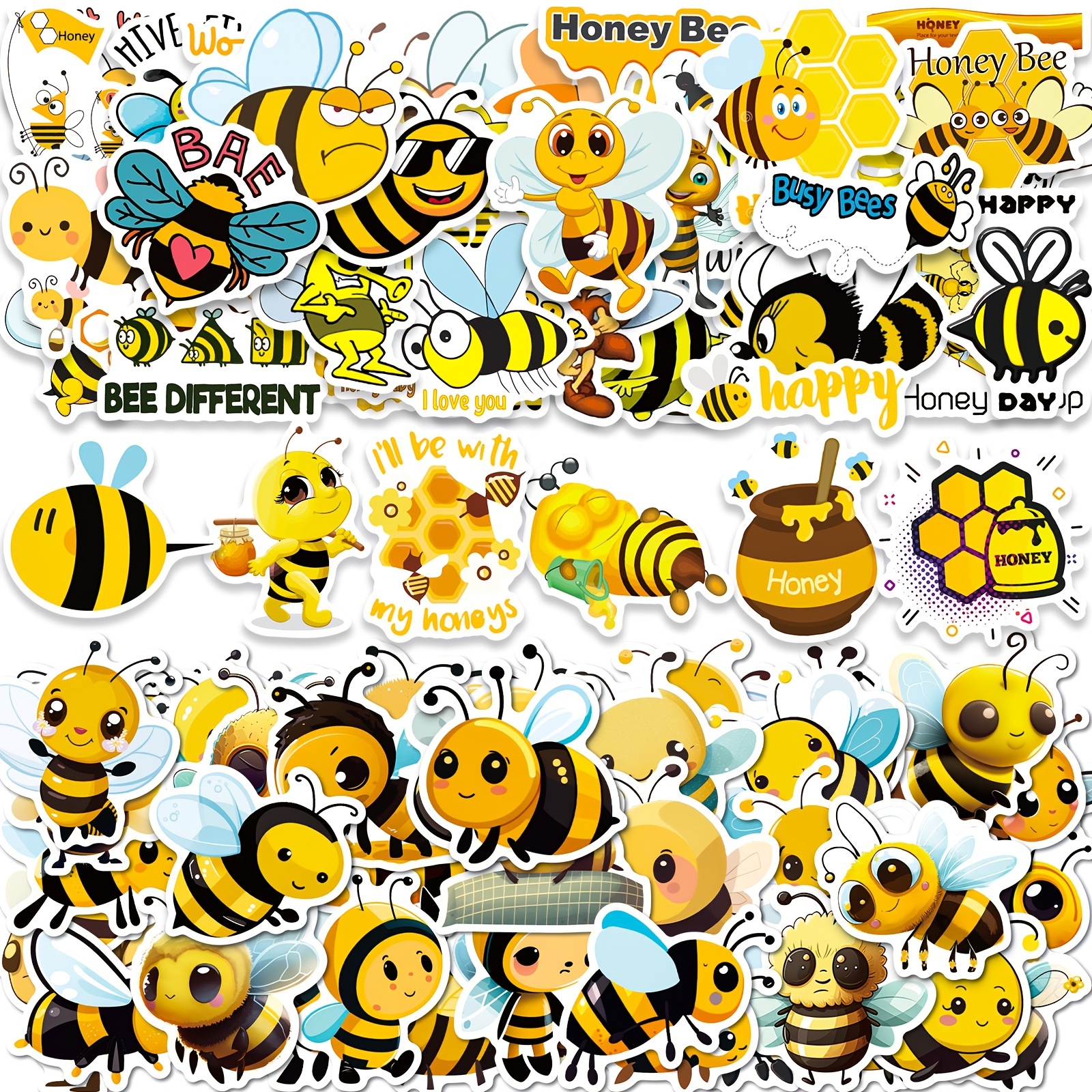 Honey Bee Stickers Cute Bee Stickers Decals Yellow Vinyl - Temu