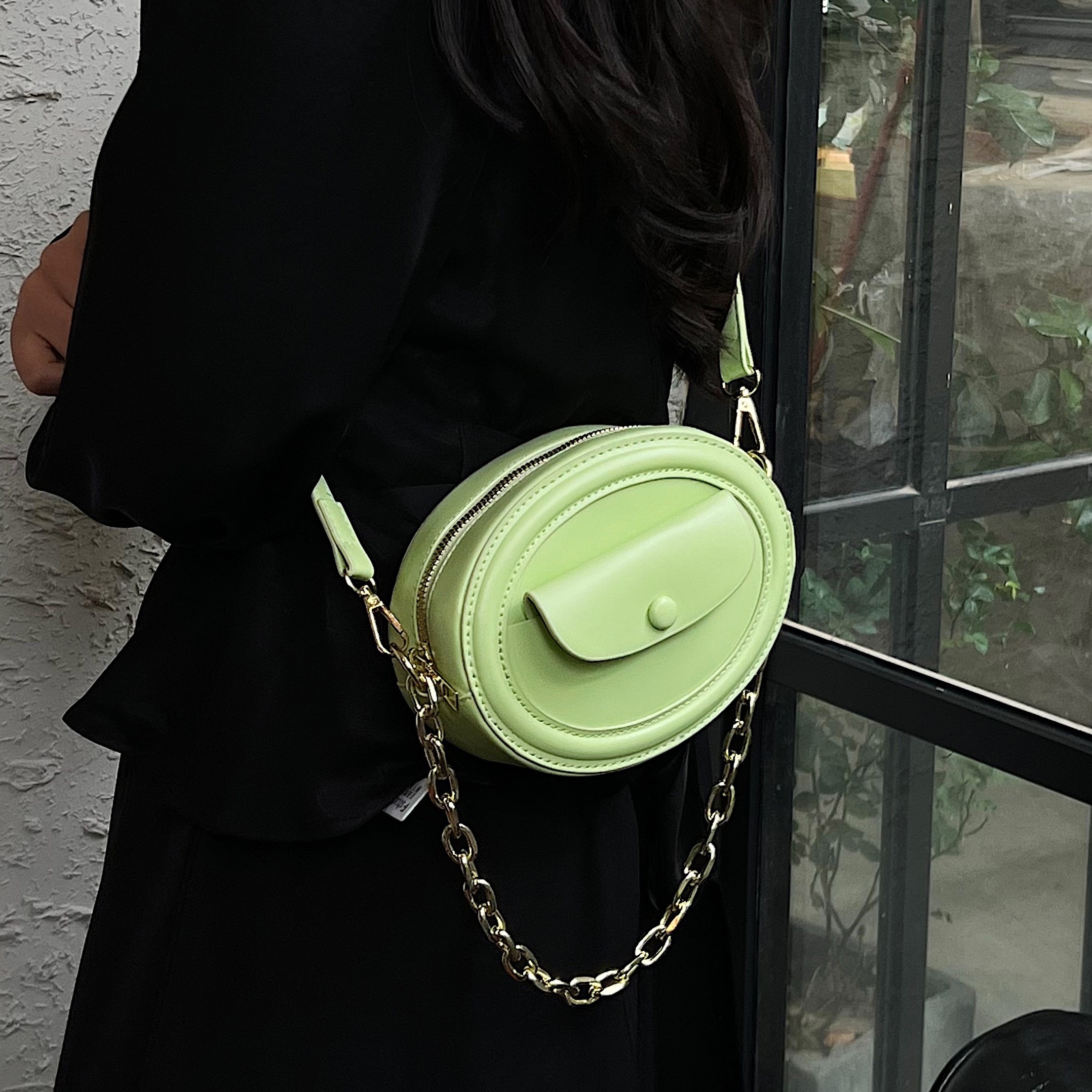 Chain Decor Shoulder Bag Sets Classic Style Baguette Bag With Mini