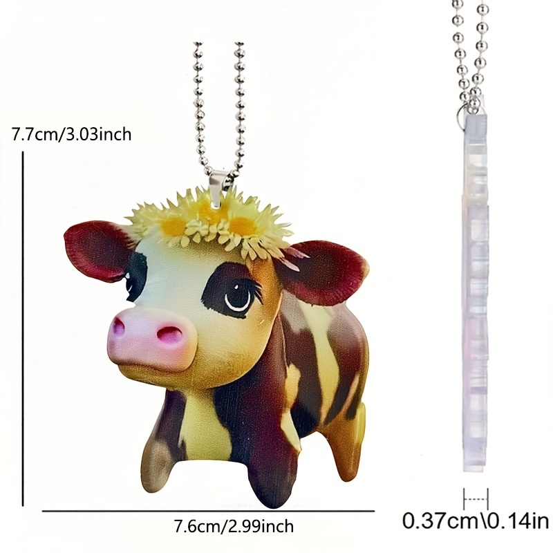 Sunflower Highland Cow Keychain