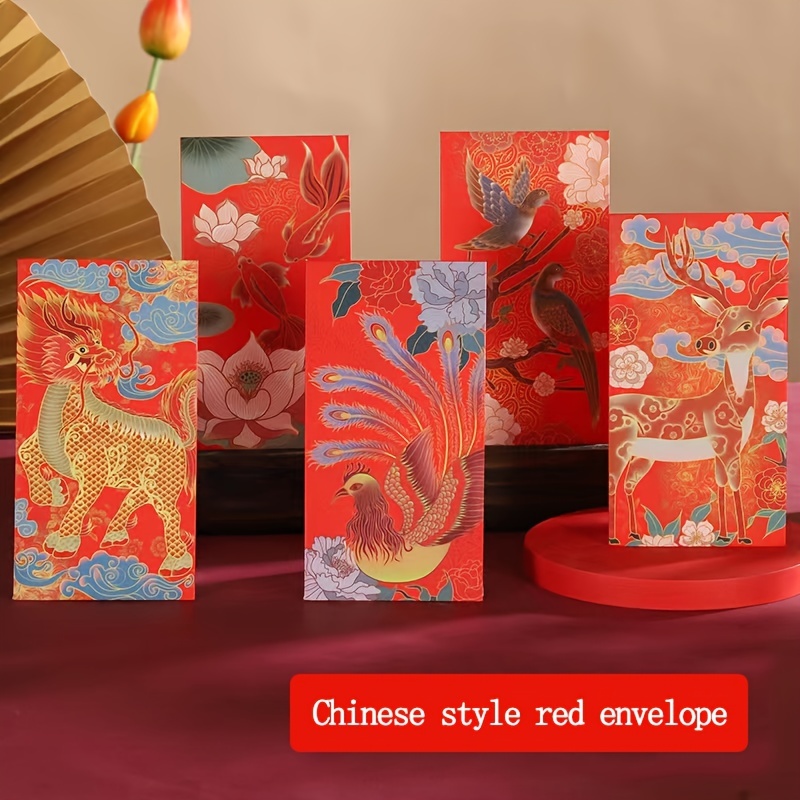 12 Pcs Chinese Red Envelopes,Thank You Cards,Cash Envelopes,Lucky Money Gift Envelopes Red Packet for Spring Festival,New Year,Birthday,Wedding,Baby