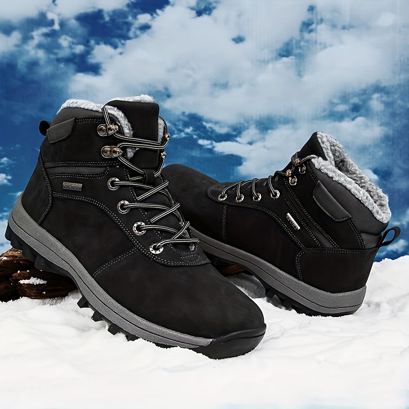 Mishansha Mens Womens Winter Anti-Slip Leather Warm Snow Boots Water  Resistant S