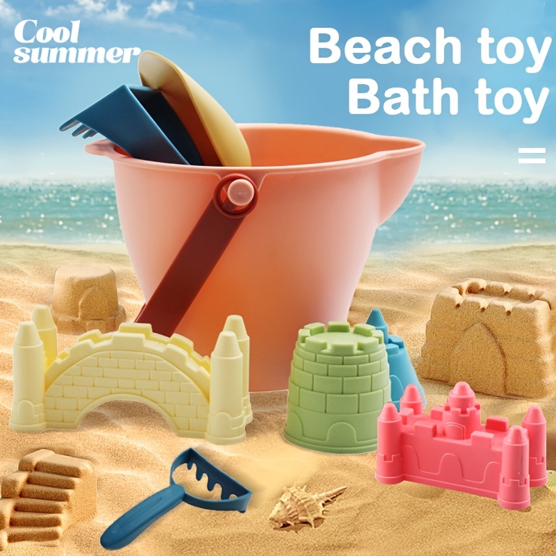 Ensemble de bac à sable en silicone pour enfants, jouet de plage d'été,  extérieur, jeux interactifs parent-enfant, modèle de château, outils de jeu  d'eau de sable