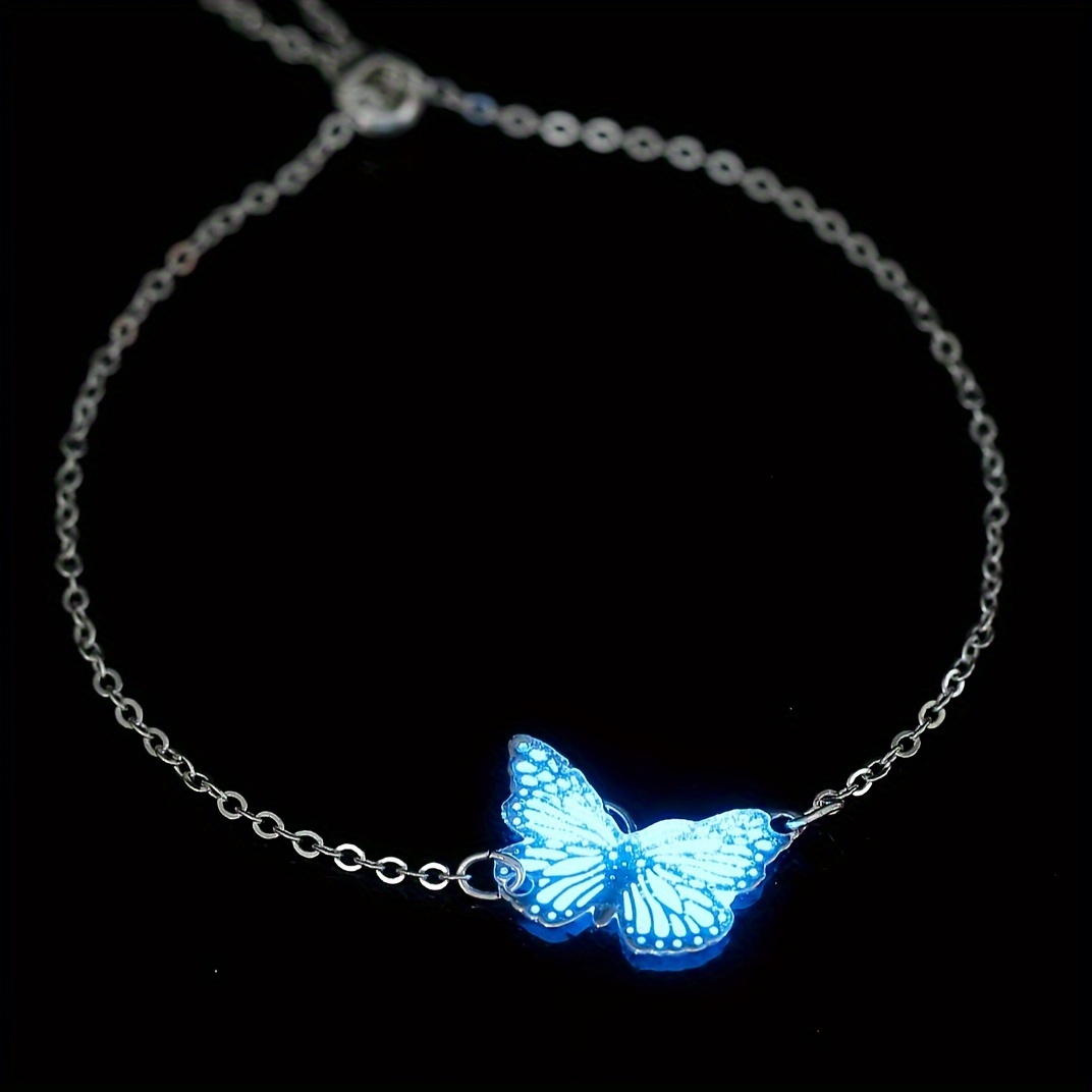 Glow in the Dark Butterfly Pendant Bracelet