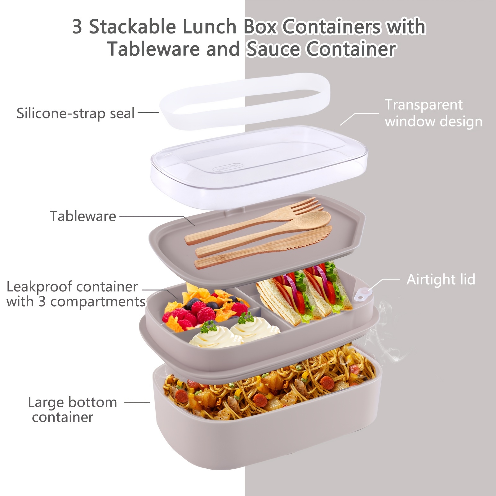 Iteryn Stackable Bento Box with Lunch Bag, 3 Compartment Japanese Lunch  Containers, Wheat Straw, All…See more Iteryn Stackable Bento Box with Lunch