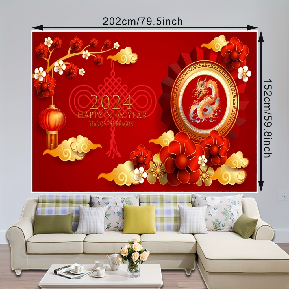 Happy Chinese New Year Backdrop Year Of The Dragon 2024 - Temu