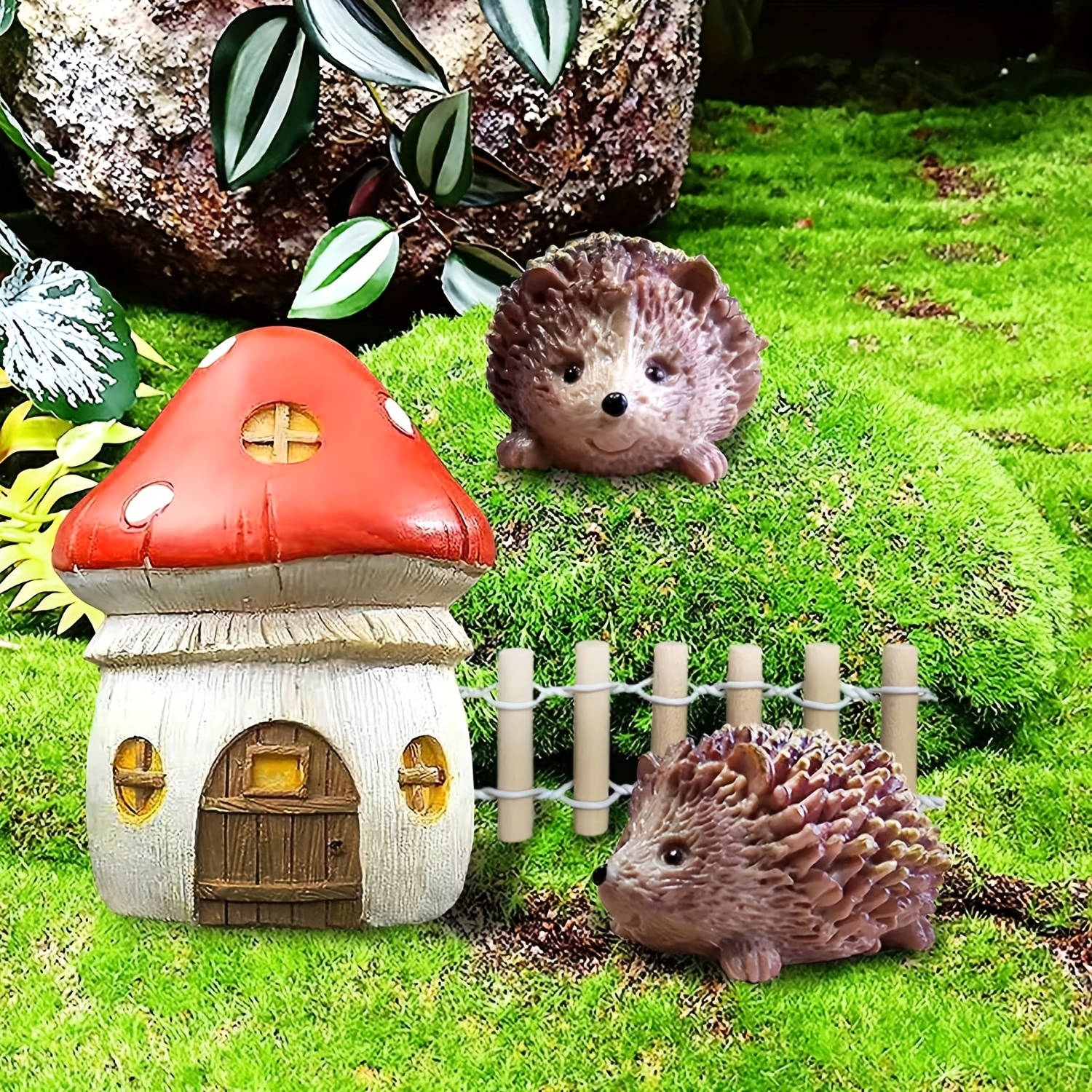 Adorable décoration de champignons animaux pour jardin de fées résine de  haut