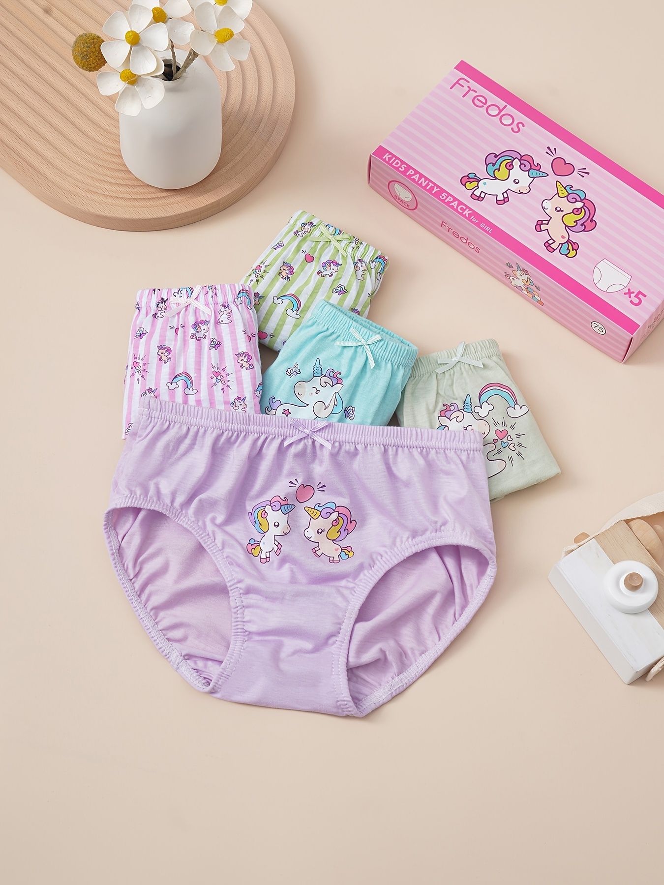 6 Pieces Girls Soft Cotton Underwear Toddler Briefs Soft Undies