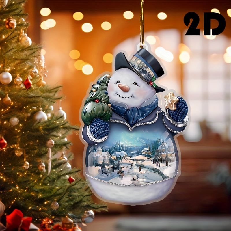 Christmas Snowman Pendant 2d Flat Acrylic Decorative Pendant - Temu