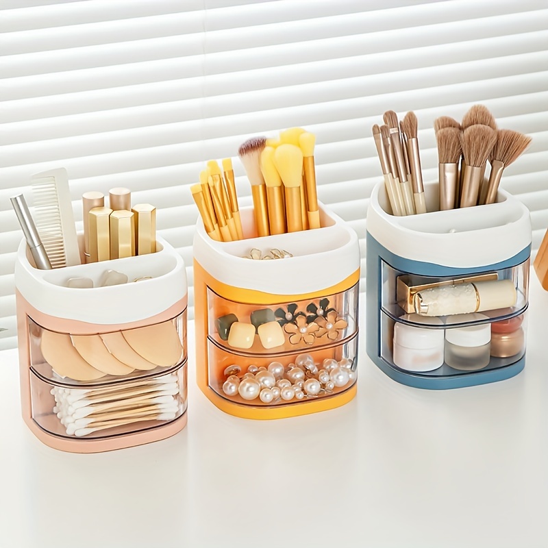 Organizador de brochas de maquillaje de cristal, cepillos de peine para  cejas, colección de tazas, bandeja de almacenamiento para tocador, baño