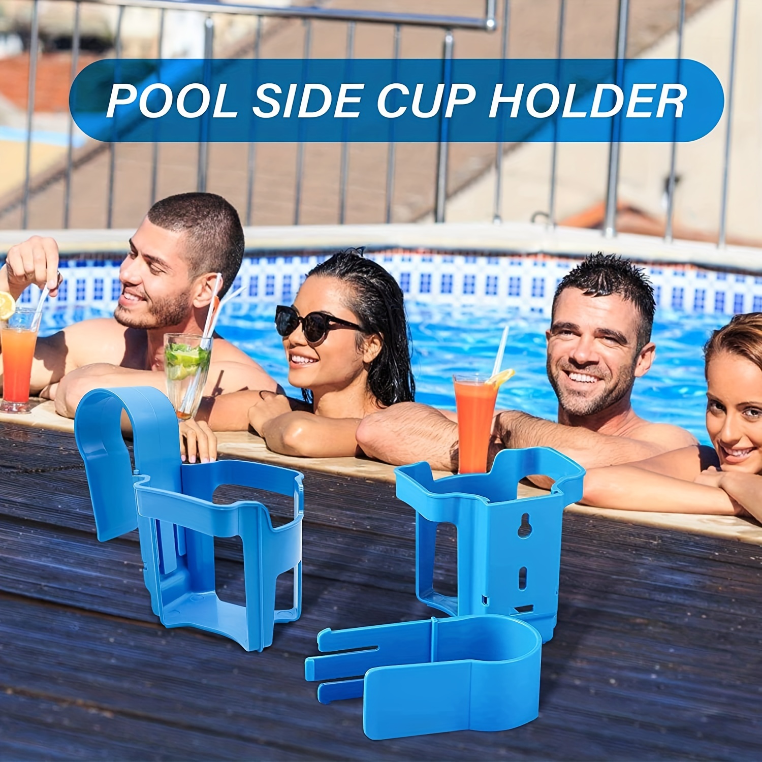 2 in 1 Poolside Cup Holder,No Spills Drink Holder Accessories for Above  Ground Pools,Pool Drink Holders for Party Fit for 2 inch or Less Top Round  Holder 