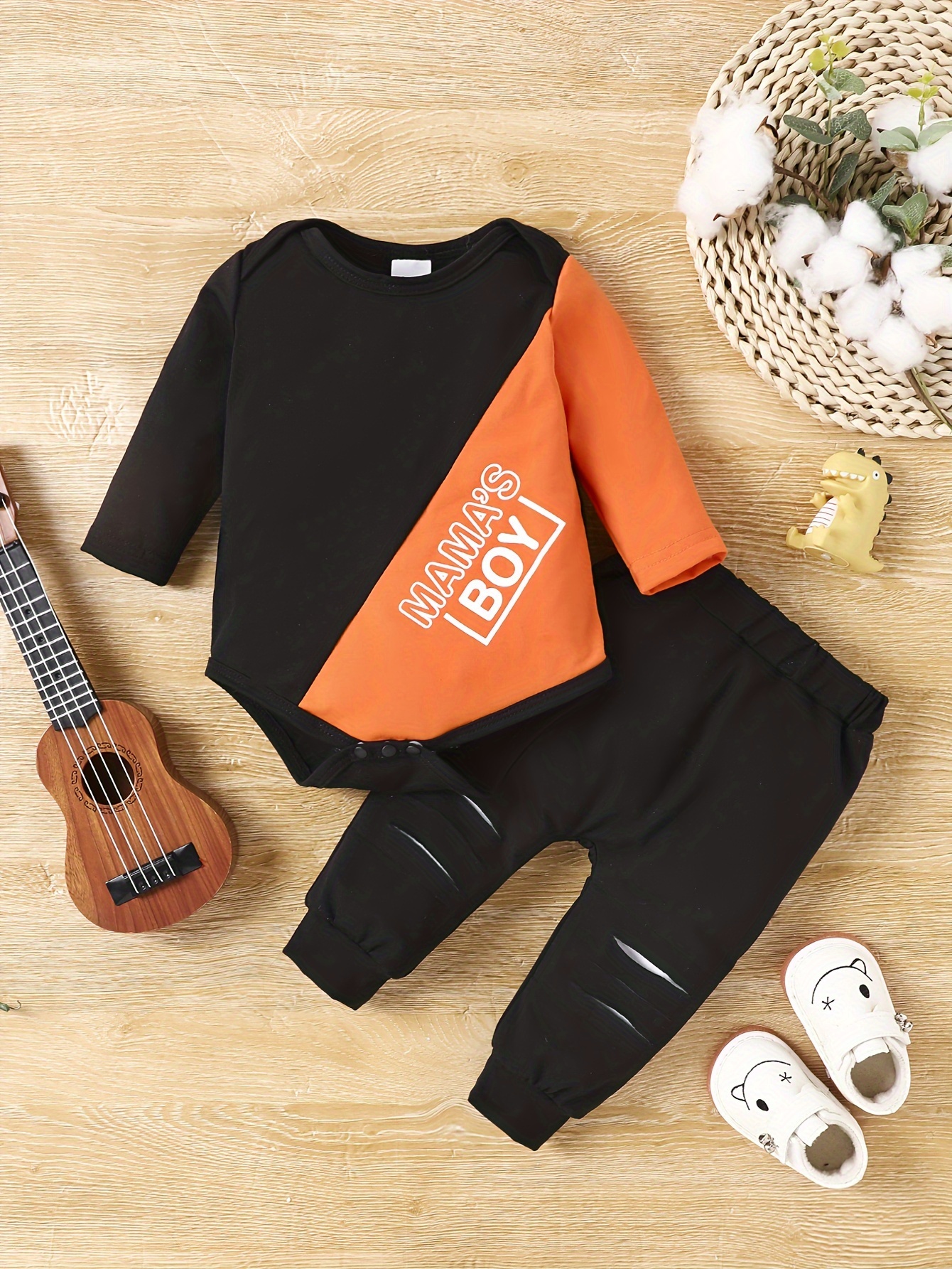 2pcs Baby's Casual Ribbed Bodysuit Set, Cute Onesie & Pants, Baby Boy's  Clothing, As Gift