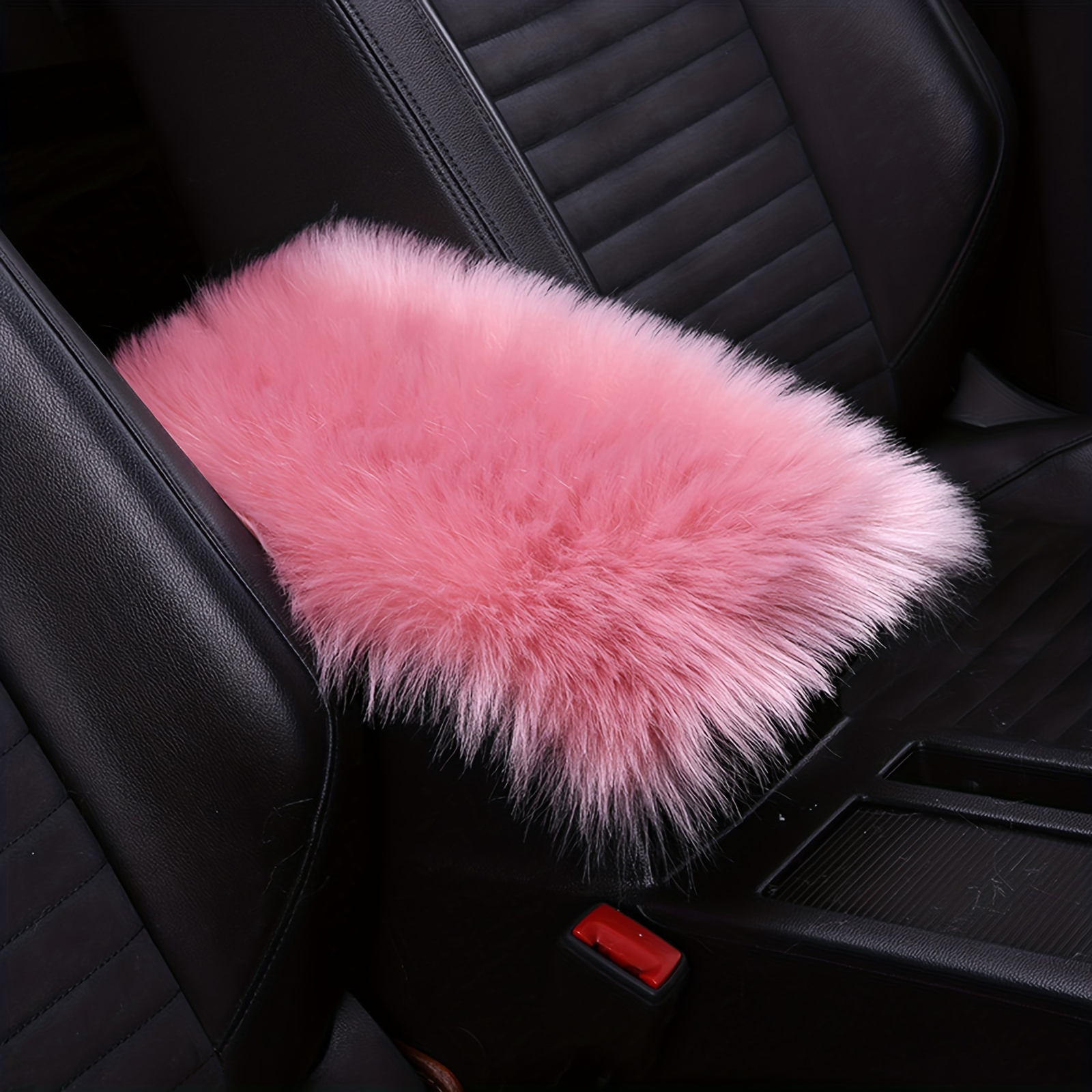DDRPAD Auto Sitzauflage Luxus Auto Winter Plüsch Sitzkissen Abdeckung  Verdickt Warme Runde Platz Silikon Anti-Skid Kissen Frauen Auto Innen  (Farbe 
