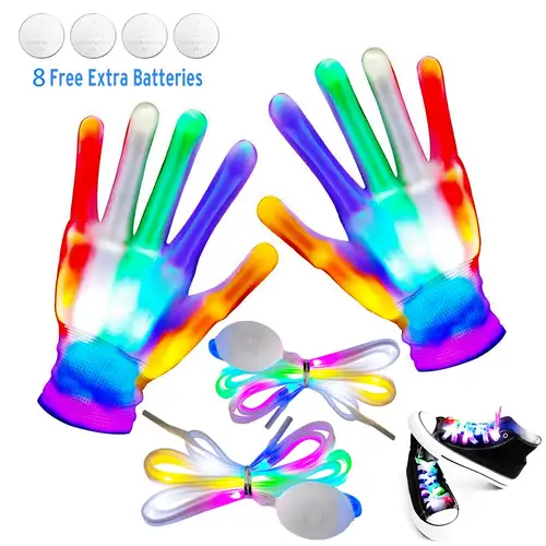Chok 1 Pair Cool Toys LED Gloves, Boy Toys Age 8-10 Years Old with 6  Flashing Mode, Fun Toys Gift for 3 4 5 6 7 8 9 10 11 12 Year Old Girls Boys