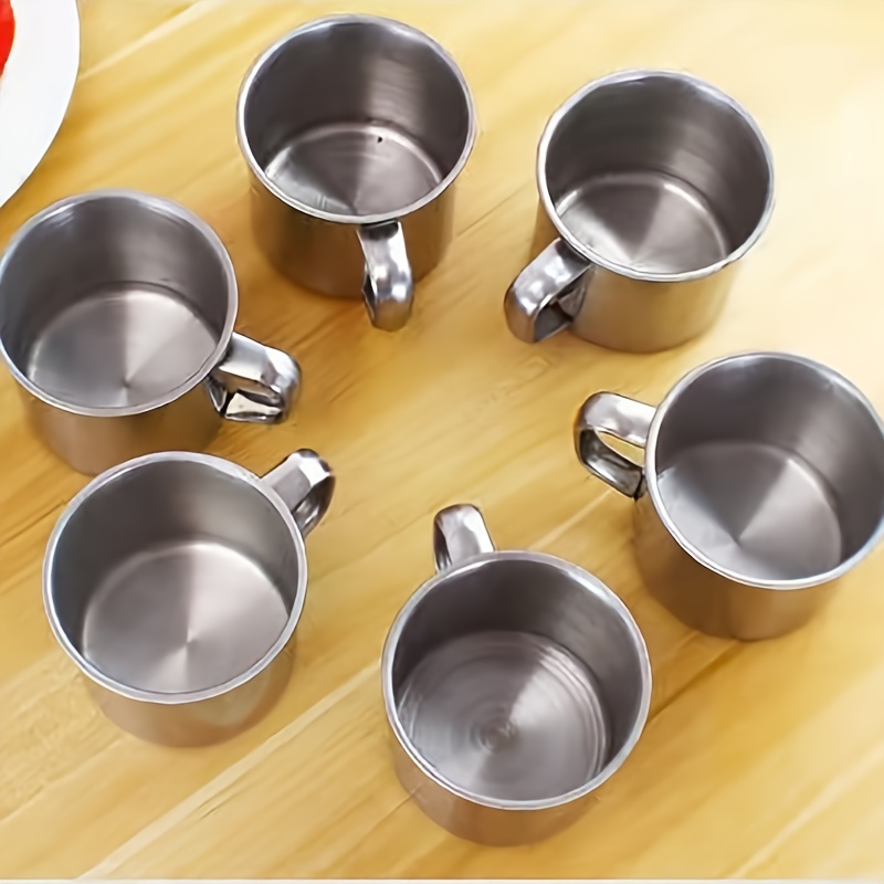 4pcs/10pcs Durable Stainless Steel Coffee Cup for Camping and Kitchen -  Small Metal Mug for Tea and Coffee - Kitchen Accessories