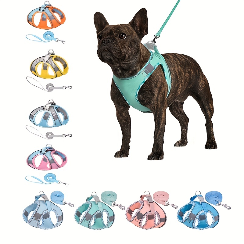 Small Dog Harness & Leash Set No Pull Reflective Dog Collar 