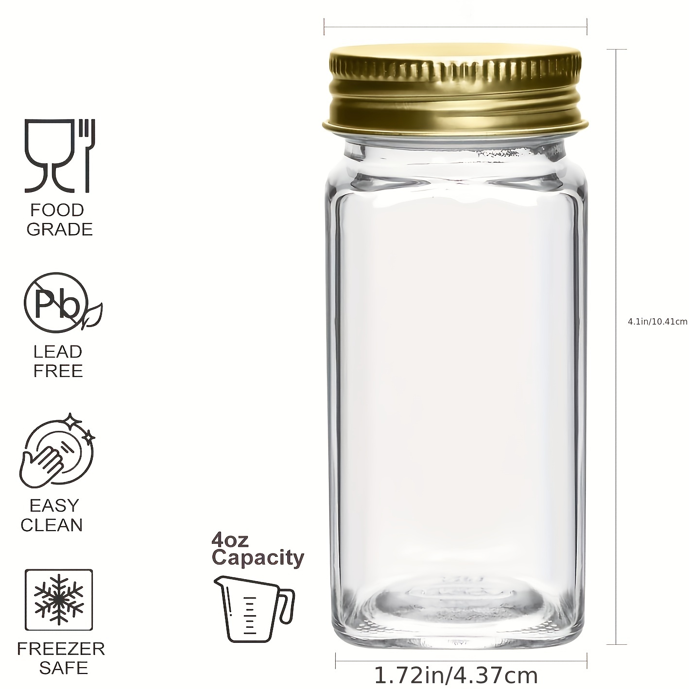 16PCS Glass Spice Jars with Lid Set- 5.7oz Empty Cone Spice