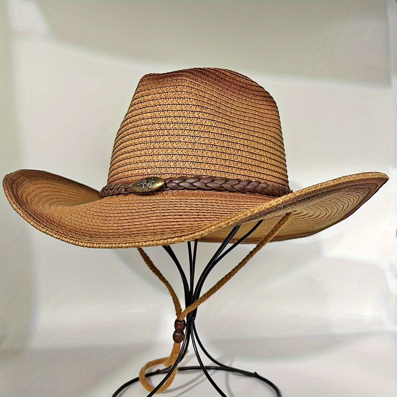 Khaki Vintage Straw Hat Cowboy Cowgirl Hat Casual Sun Hat - Temu