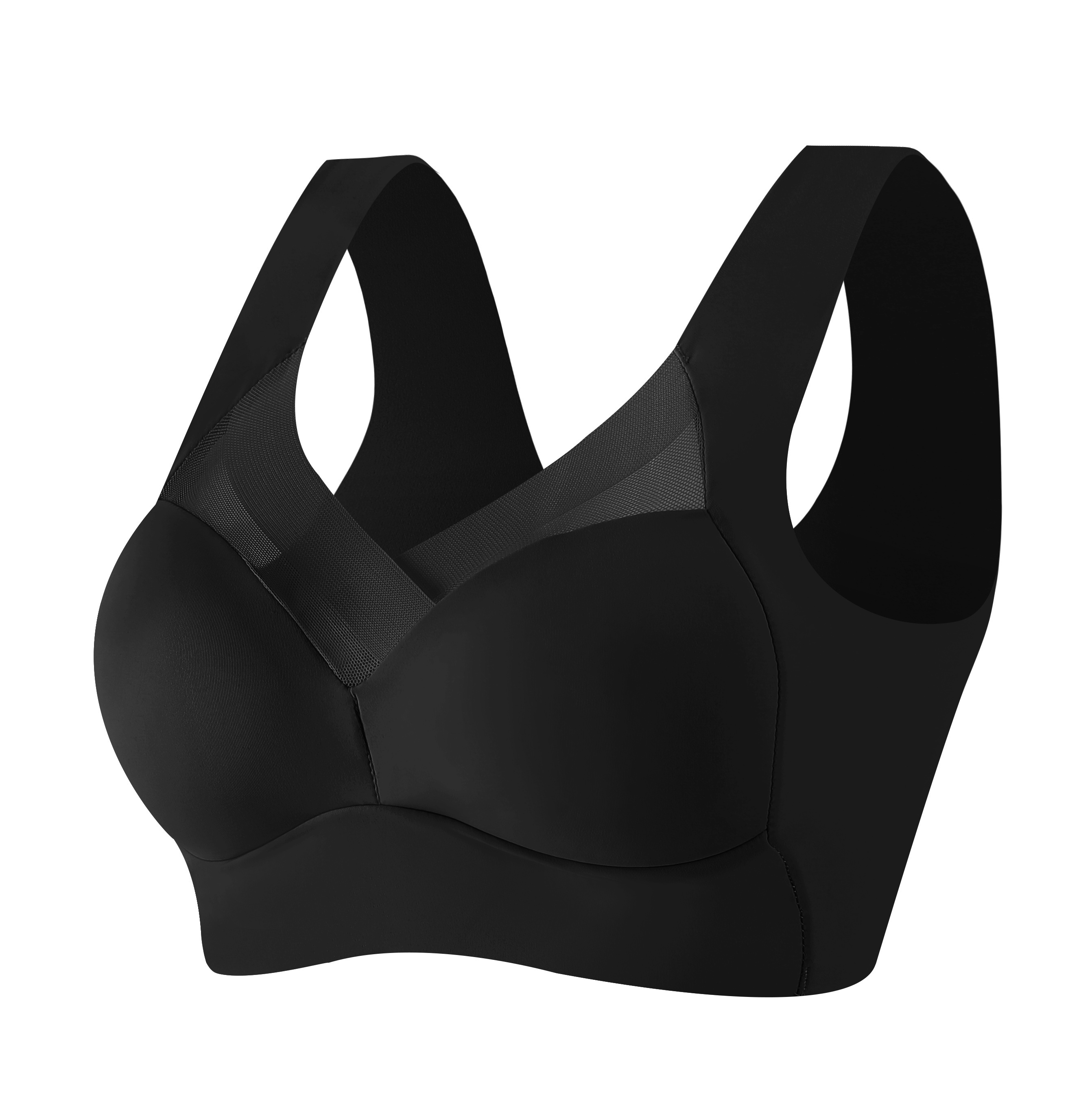 Contrast Mesh Wireless Bra Comfy Breathable Push Tank Bra - Temu