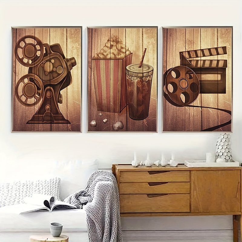 3pcs Art Canvas Print Posters Vintage Old Film Modular Pictures Filmmaking  Concept Scene Movie Projector Film