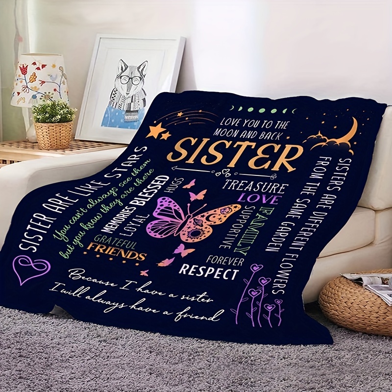 

1pc Warm Super Soft Envelope Blanket, High-definition Printing Gift Blanket For Sisters, Flannel Blanket, Air Conditioning Office Nap Blanket