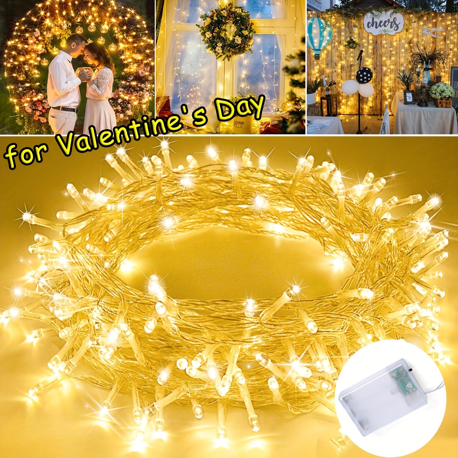 Luces Decorativas LED Blanco Frío con Pilas, Guirnalda de Luces de 1m y 10  Led para Navidad