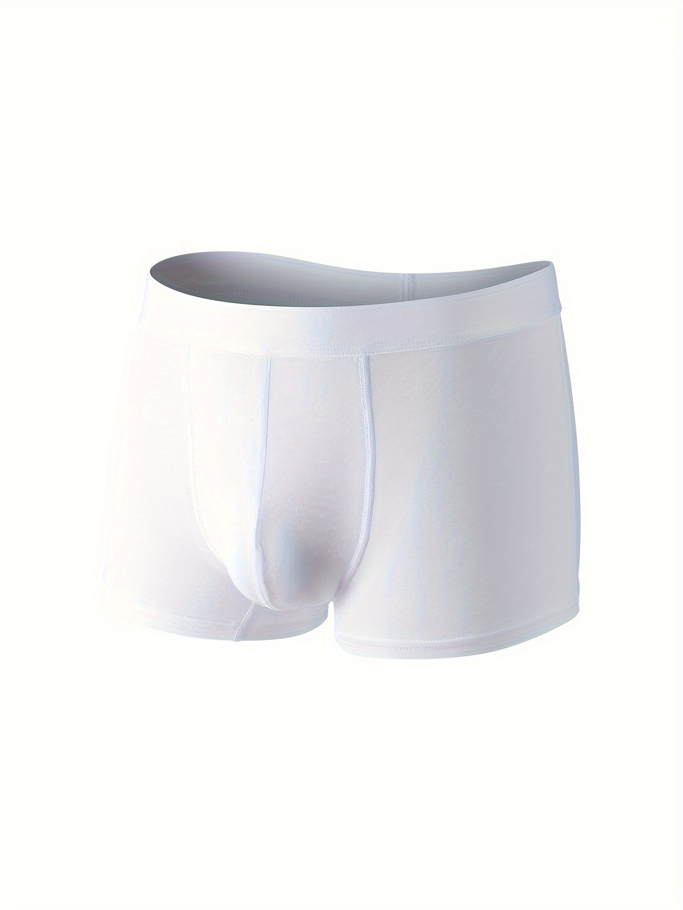 Men's Medium Elastic Plain Color Comfortable Long Boxer - Temu