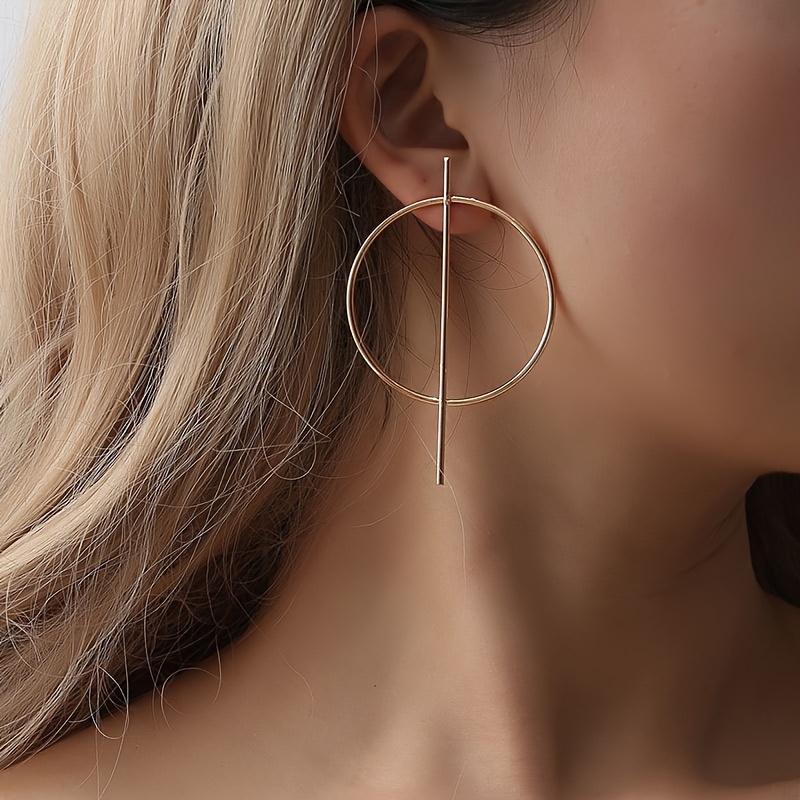 

Chic Geometric Dangle Earrings - French-inspired, With Stainless Steel Posts For Everyday & Party Wear, Trendy Earrings