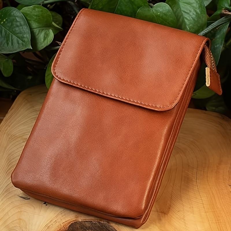 Cheap Luxury 7.2 Inch Zipper Wallet Leather Men Waist Bag Bum Pack