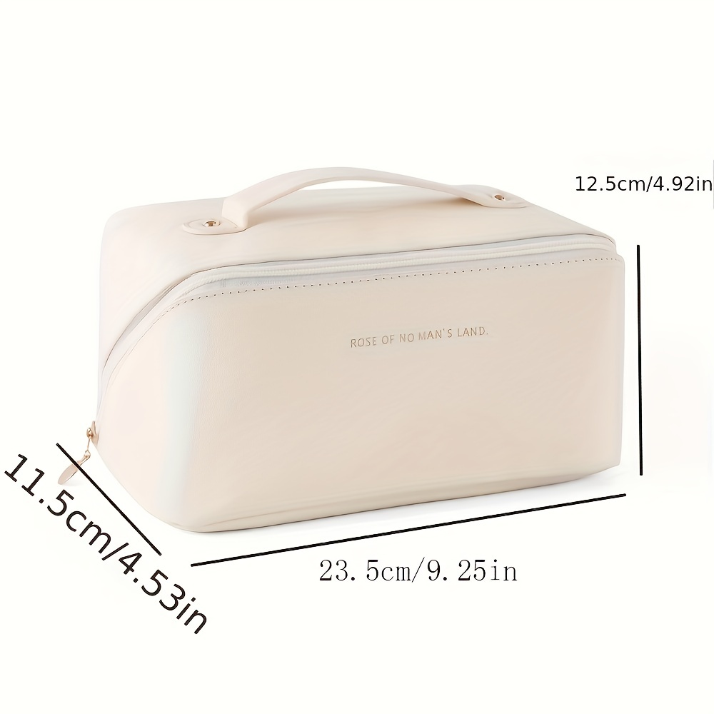 Large-capacity Travel Cosmetic Bag Portable Pu Makeup Pouch Women  Waterproof Bathroom Washbag Multifunctional Toiletry Kit With Handle Travel  Essentials - Temu