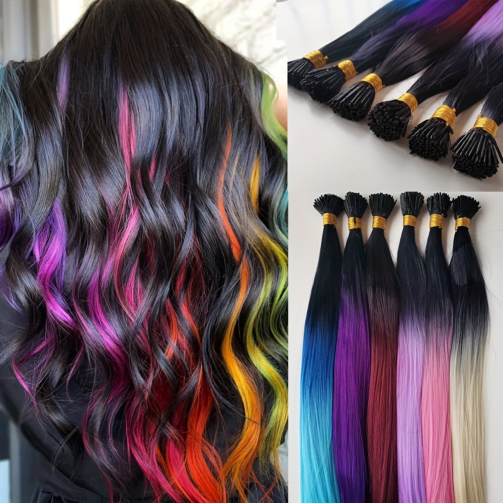 Rainbow Hair Extension Kit Synthetic Color Stick Stick Hair - Temu