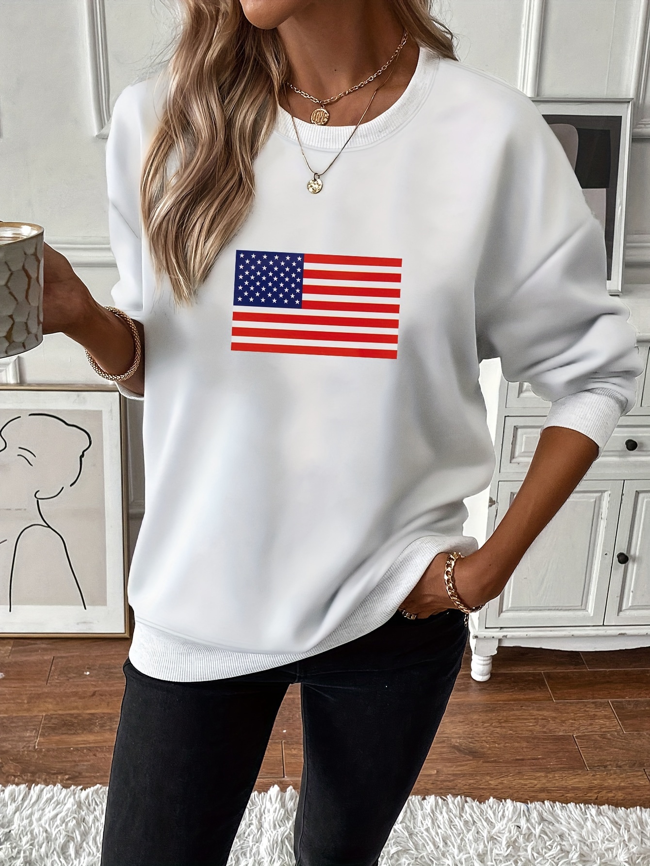 Women's american flag discount sweatshirt