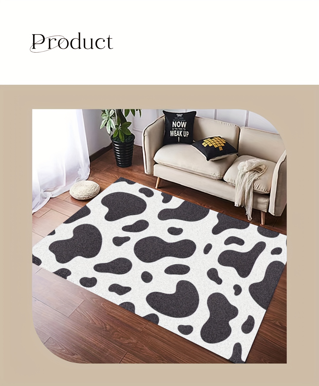 Cow Skin Black White Spots Kitchen Rug Entry Carpet Mat - Temu