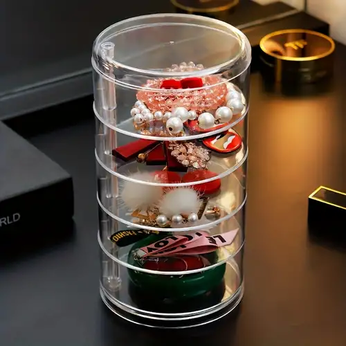 Multi-layer Rotating Transparent Round Jewelry Accessories Storage
