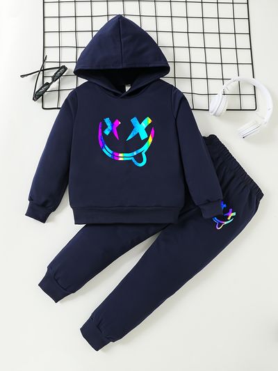 Boys Funny Face Outfit Long Pants Hooded Sweatshirt Long Sleeves Casual  Kids Clothes - Clothing, Shoes & Jewelry - Temu