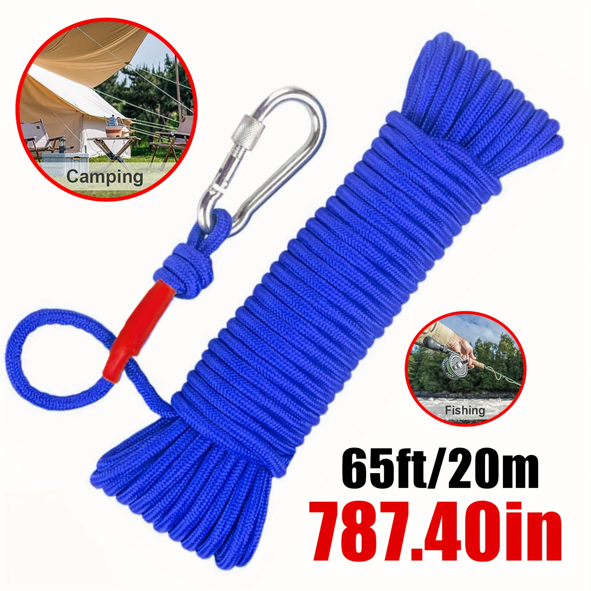 

1pc 787.40in Outdoor Boat Fixed Pull Rope, Dog Leash, Outdoor Tow Rope Clothesline, Anchor Rope, Fishing Rope With Carabiner