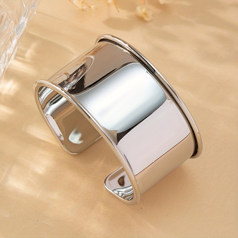 Personality Silver Wide Cuff Bangle, Stainless Steel