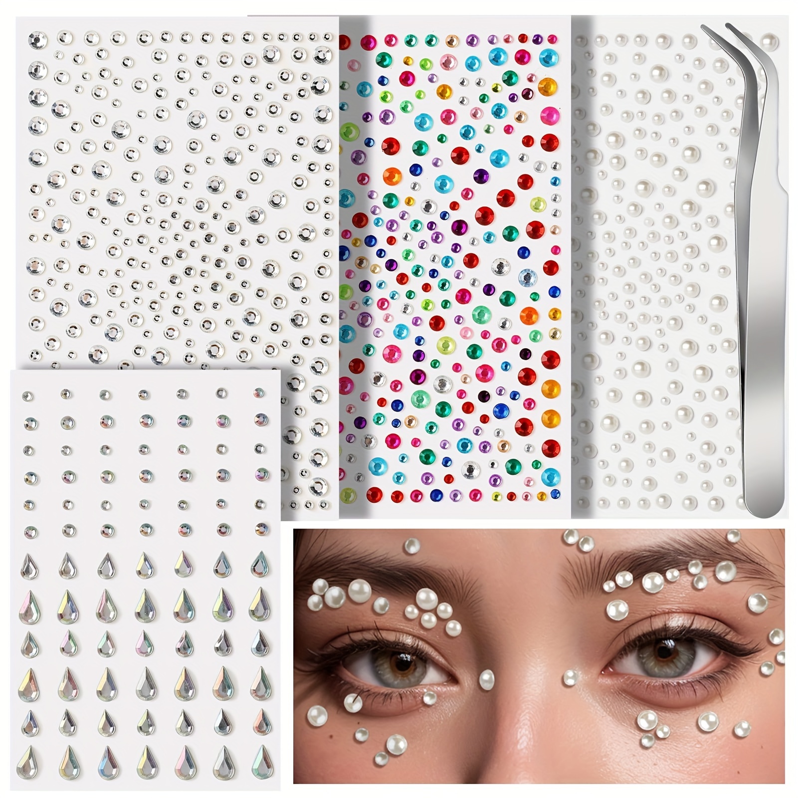 Eye Body Face Gems Jewels Rhinestone Stickers Self Adhesive - Temu