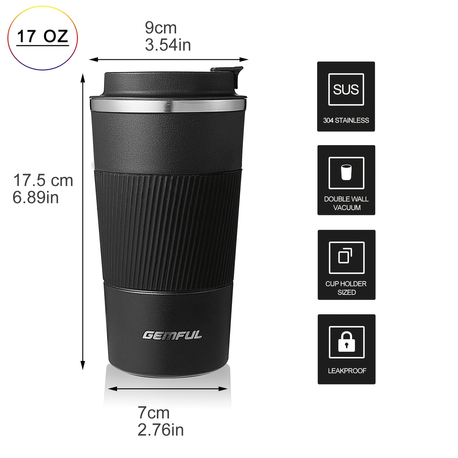 500ml Stainless Steel Vacuum Insulated Travel Tea and Coffee Mug