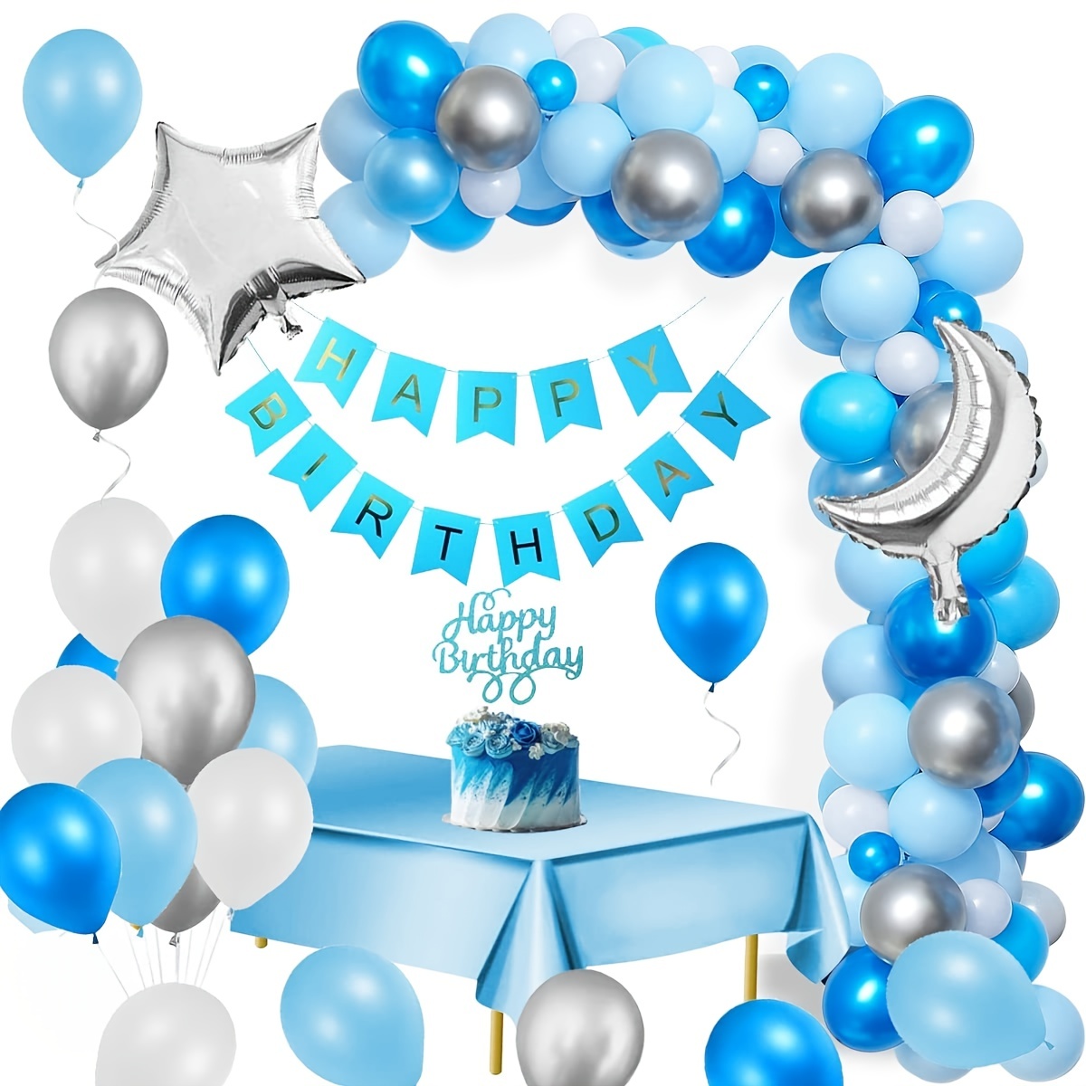 Kit Arco Palloncini Azzurri Bianchi Argento Sipeayan 129 Pezzi Blu  Ghirlanda di Palloncino Lattice Palloncini per Bambini Ragazzo Compleanno  Baby