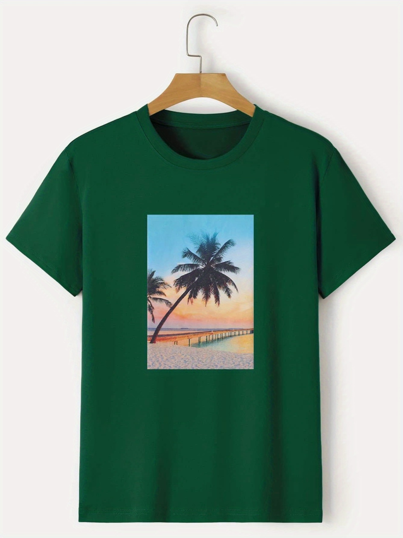 Camiseta Paisaje Hombre Camiseta con Estampado de árbol Informal de Verano  para Hombre, Blusa de Manga Corta con Cuello Redondo, Camiseta Camisetas