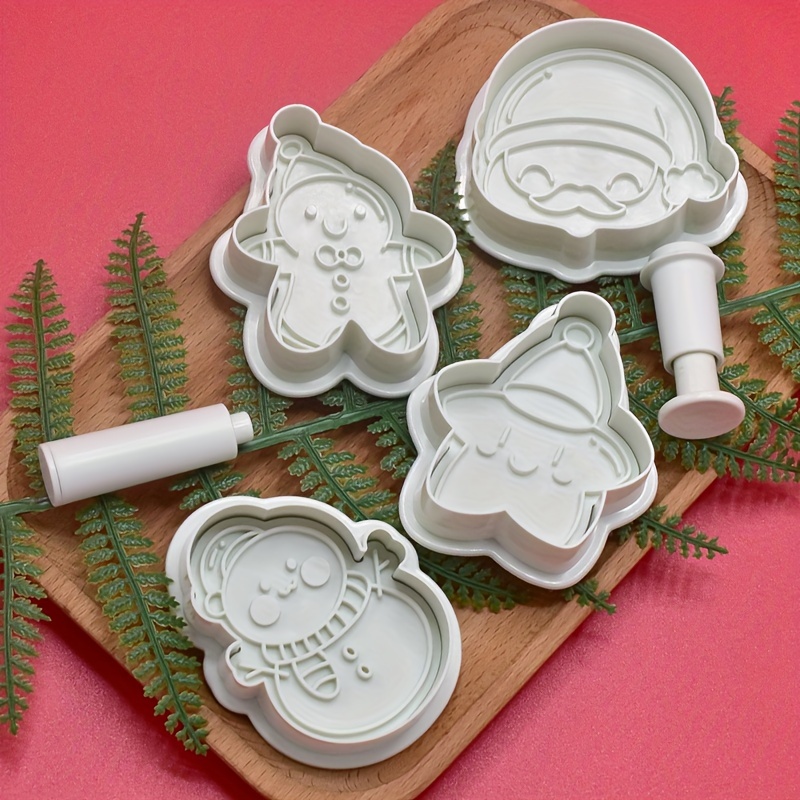 6pcs, Christmas Cookie Plunger Cutters, Fondant Cutters, Cookie Stamp,  Fondant Mold, Baking Tools, Kitchen Accessories