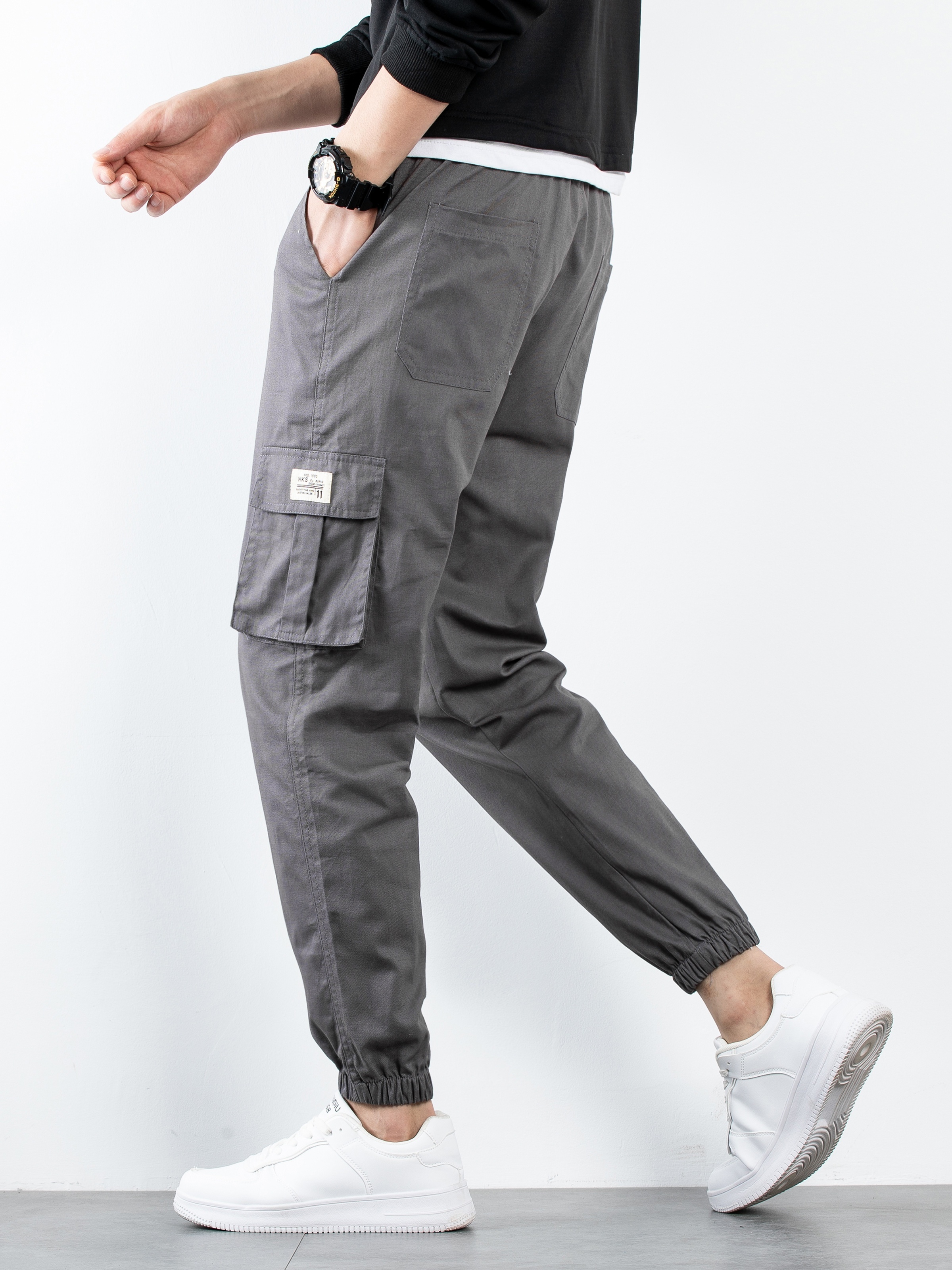 Mens Fashion Side Pocket Slim Fit Cargo Multi Pocket Track - Temu