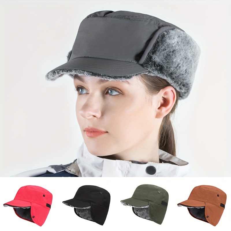 1pc Winter Mens Hat Plus Velvet Trapper Hat Women Thickened