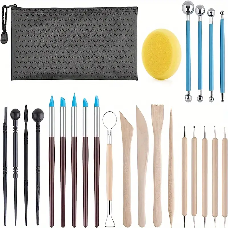 25pcs doyes diy polymer clay ceramics & pottery tools modeling clay  complete tool kit sculpting pointillism Tools and supplies enhance  creativity and