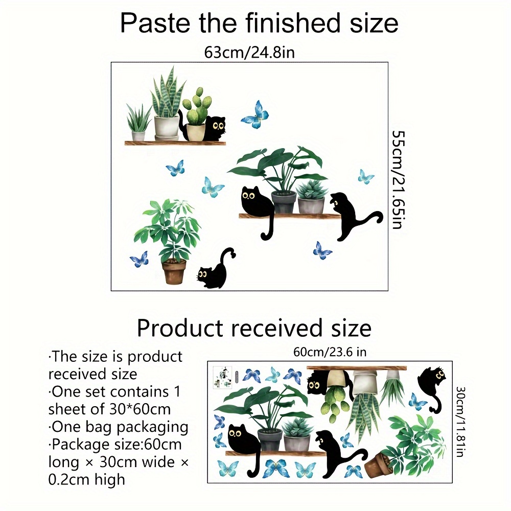 Adesivi Murali Gatto Piante Tropicali Farfalla Fiori Adesivo - Temu Italy