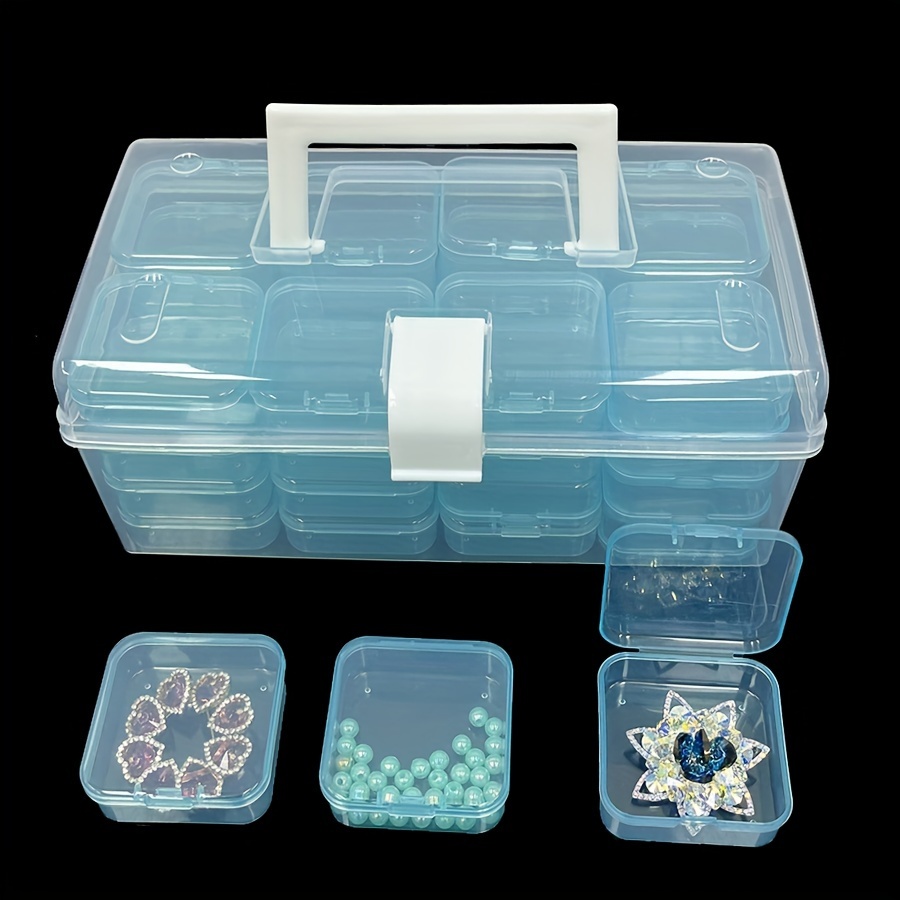 12pcs/set Caja de almacenamiento de plástico transparente, caja  organizadora para joyas, uñas, accesorios para el cabello, cuentas,  hardware y manuali