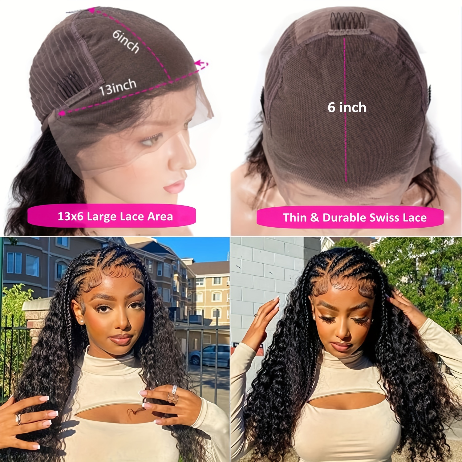 Transparent Lace Deep Wave 4 X 4 13 X 6 Lace Frontal Wig 150%/180