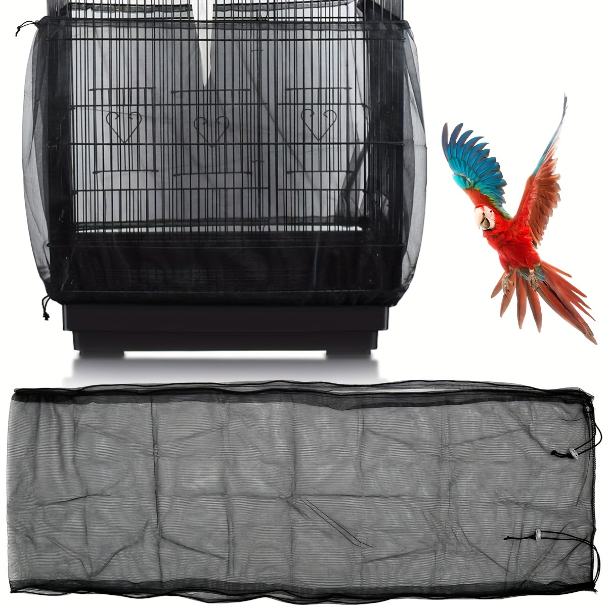 Bird Cage Cover Adjustable Elastic Bird Cage Seed Catcher - Temu